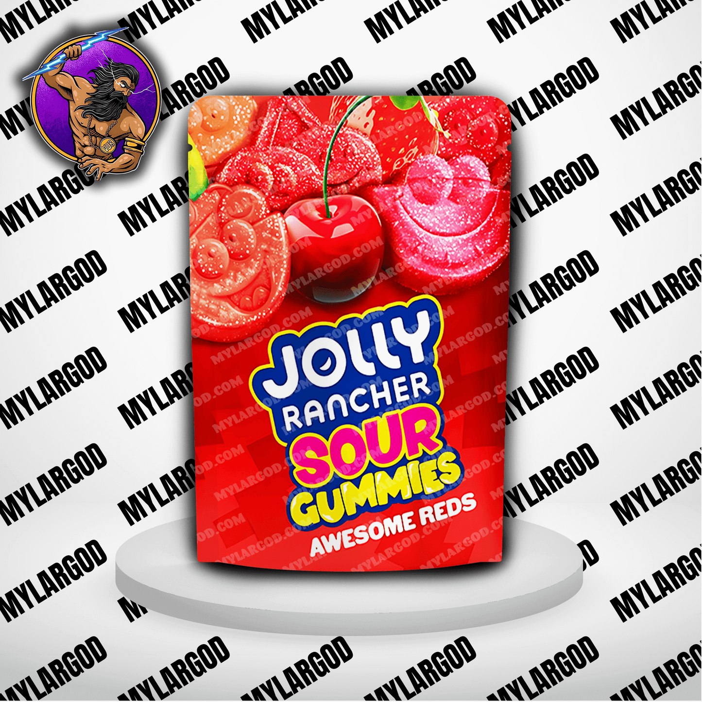Jolly Rancher Sour Gummies Awesome Reds Mylar Bag ā 3.5g Cannabis Packaging